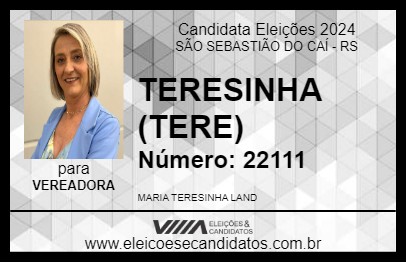 Candidato TERESINHA (TERE) 2024 - SÃO SEBASTIÃO DO CAÍ - Eleições