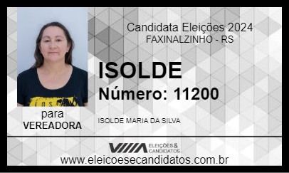 Candidato ISOLDE 2024 - FAXINALZINHO - Eleições