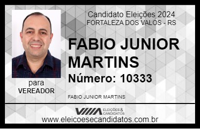 Candidato FABIO JUNIOR MARTINS 2024 - FORTALEZA DOS VALOS - Eleições