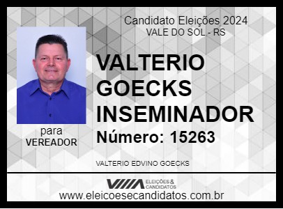 Candidato VALTERIO GOECKS INSEMINADOR 2024 - VALE DO SOL - Eleições