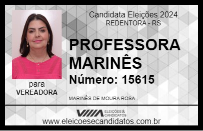 Candidato PROFESSORA MARINÊS 2024 - REDENTORA - Eleições