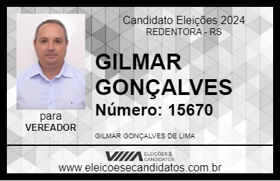 Candidato GILMAR GONÇALVES 2024 - REDENTORA - Eleições