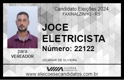 Candidato JOCE ELETRICISTA 2024 - FAXINALZINHO - Eleições