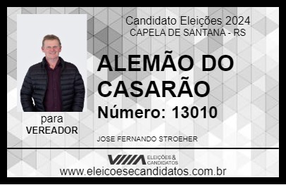 Candidato ALEMÃO DO CASARÃO 2024 - CAPELA DE SANTANA - Eleições