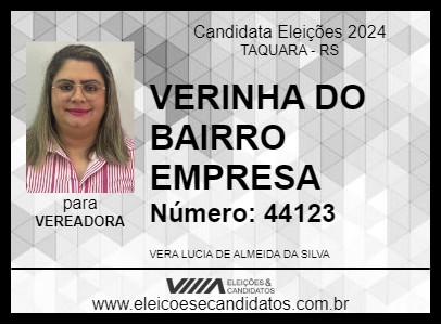 Candidato VERINHA DO BAIRRO EMPRESA 2024 - TAQUARA - Eleições