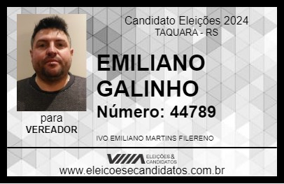 Candidato EMILIANO GALINHO 2024 - TAQUARA - Eleições