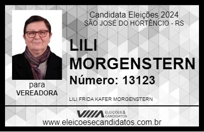 Candidato LILI MORGENSTERN 2024 - SÃO JOSÉ DO HORTÊNCIO - Eleições