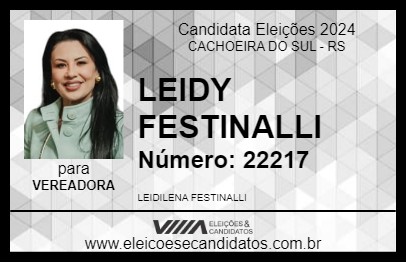 Candidato LEIDY FESTINALLI 2024 - CACHOEIRA DO SUL - Eleições