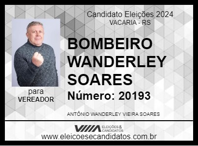 Candidato BOMBEIRO WANDERLEY SOARES 2024 - VACARIA - Eleições