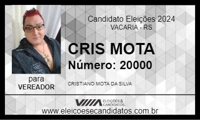 Candidato CRIS MOTA 2024 - VACARIA - Eleições