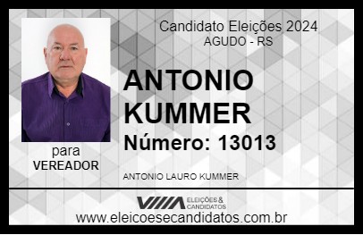 Candidato ANTONIO KUMMER 2024 - AGUDO - Eleições