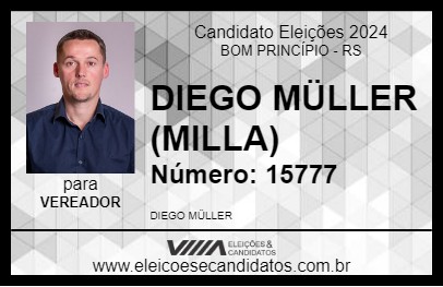 Candidato DIEGO MÜLLER (MILLA) 2024 - BOM PRINCÍPIO - Eleições