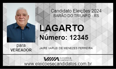 Candidato LAGARTO 2024 - BARÃO DO TRIUNFO - Eleições