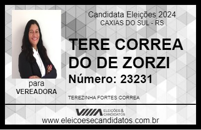 Candidato TERE CORREA DO DE ZORZI 2024 - CAXIAS DO SUL - Eleições