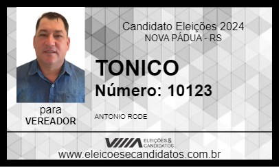 Candidato TONICO 2024 - NOVA PÁDUA - Eleições