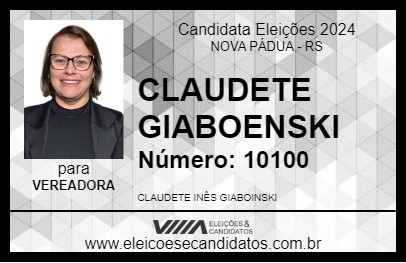 Candidato CLAUDETE GIABOENSKI 2024 - NOVA PÁDUA - Eleições