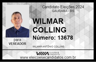 Candidato WILMAR COLLING 2024 - GAURAMA - Eleições