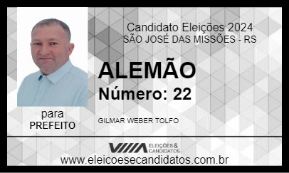 Candidato ALEMÃO 2024 - SÃO JOSÉ DAS MISSÕES - Eleições