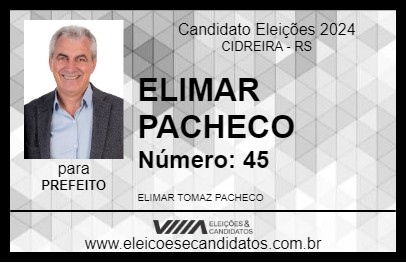 Candidato ELIMAR PACHECO 2024 - CIDREIRA - Eleições