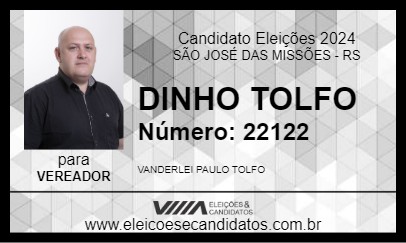 Candidato DINHO TOLFO 2024 - SÃO JOSÉ DAS MISSÕES - Eleições