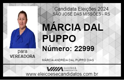 Candidato MÁRCIA DAL PUPPO 2024 - SÃO JOSÉ DAS MISSÕES - Eleições