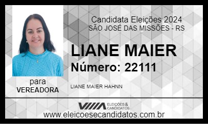 Candidato LIANE MAIER 2024 - SÃO JOSÉ DAS MISSÕES - Eleições