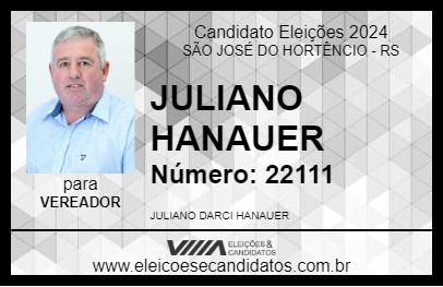 Candidato JULIANO HANAUER 2024 - SÃO JOSÉ DO HORTÊNCIO - Eleições