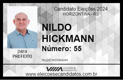 Candidato NILDO HICKMANN 2024 - HORIZONTINA - Eleições