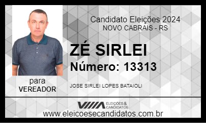 Candidato ZÉ SIRLEI 2024 - NOVO CABRAIS - Eleições