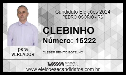 Candidato CLEBINHO 2024 - PEDRO OSÓRIO - Eleições