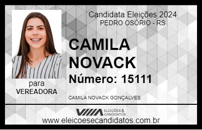 Candidato CAMILA NOVACK 2024 - PEDRO OSÓRIO - Eleições