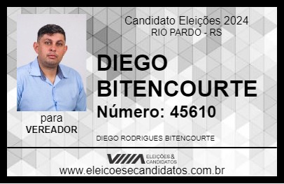 Candidato DIEGO BITENCOURTE 2024 - RIO PARDO - Eleições