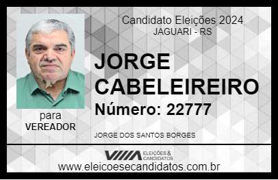 Candidato JORGE CABELEIREIRO 2024 - JAGUARI - Eleições