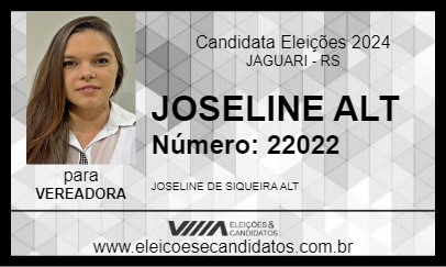 Candidato JOSELINE ALT 2024 - JAGUARI - Eleições