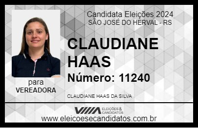 Candidato CLAUDIANE HAAS 2024 - SÃO JOSÉ DO HERVAL - Eleições