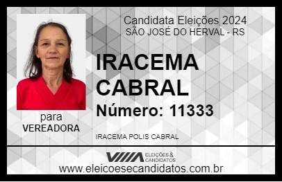 Candidato IRACEMA CABRAL 2024 - SÃO JOSÉ DO HERVAL - Eleições