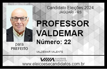 Candidato PROFESSOR VALDEMAR 2024 - JAGUARI - Eleições