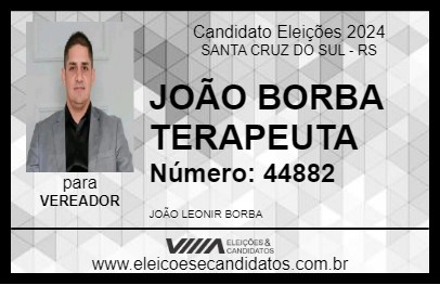 Candidato JOÃO BORBA TERAPEUTA 2024 - SANTA CRUZ DO SUL - Eleições