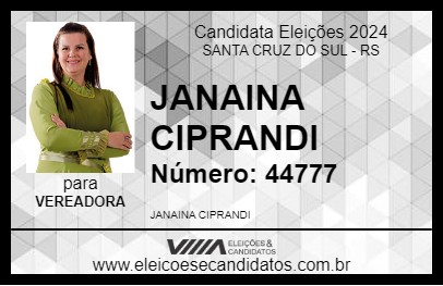 Candidato JANAINA CIPRANDI 2024 - SANTA CRUZ DO SUL - Eleições