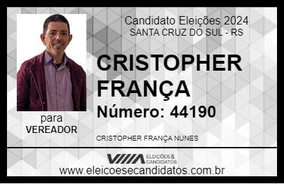 Candidato CRISTOPHER FRANÇA 2024 - SANTA CRUZ DO SUL - Eleições