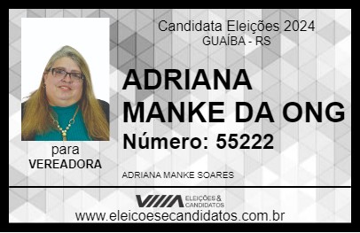 Candidato ADRIANA MANKE DA ONG 2024 - GUAÍBA - Eleições