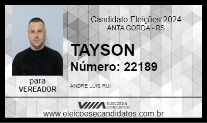 Candidato TAYSON 2024 - ANTA GORDA - Eleições