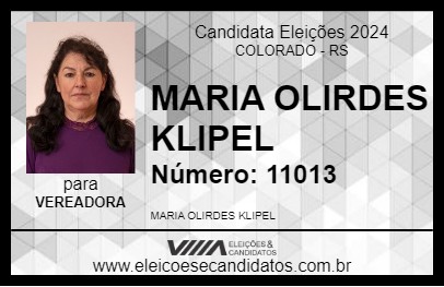 Candidato MARIA OLIRDES KLIPEL 2024 - COLORADO - Eleições