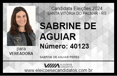 Candidato SABRINE DE AGUIAR 2024 - SANTA VITÓRIA DO PALMAR - Eleições