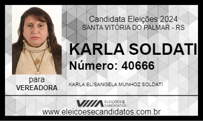 Candidato KARLA SOLDATI 2024 - SANTA VITÓRIA DO PALMAR - Eleições