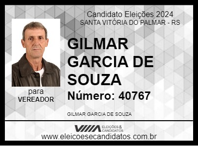 Candidato GILMAR GARCIA DE SOUZA 2024 - SANTA VITÓRIA DO PALMAR - Eleições