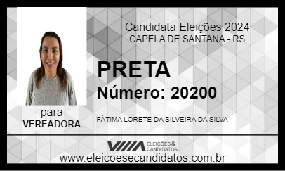 Candidato PRETA 2024 - CAPELA DE SANTANA - Eleições