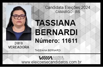 Candidato TASSIANA BERNARDI 2024 - CAMARGO - Eleições