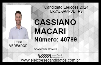 Candidato CASSIANO MACARI 2024 - ERVAL GRANDE - Eleições