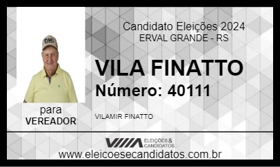 Candidato VILA FINATTO 2024 - ERVAL GRANDE - Eleições